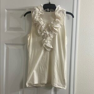CAbi Cream Ruffle Sleeveless Blouse